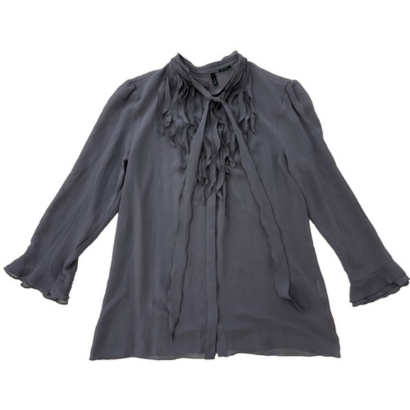 Stile Benetton Gray Silk Blouse Size Medium - Picture 1 of 7